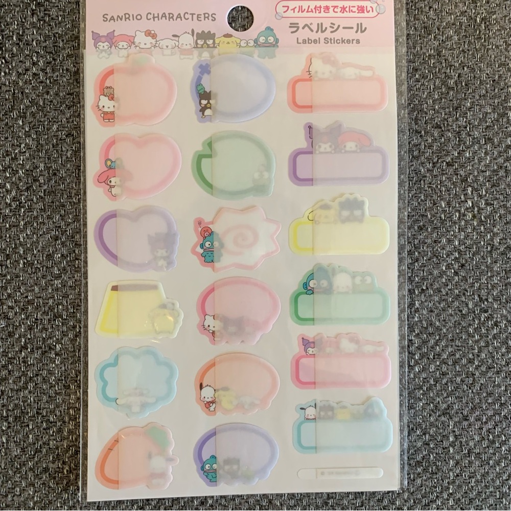 BNIB Japan Sanrio Characters Name Label Sticker sheet